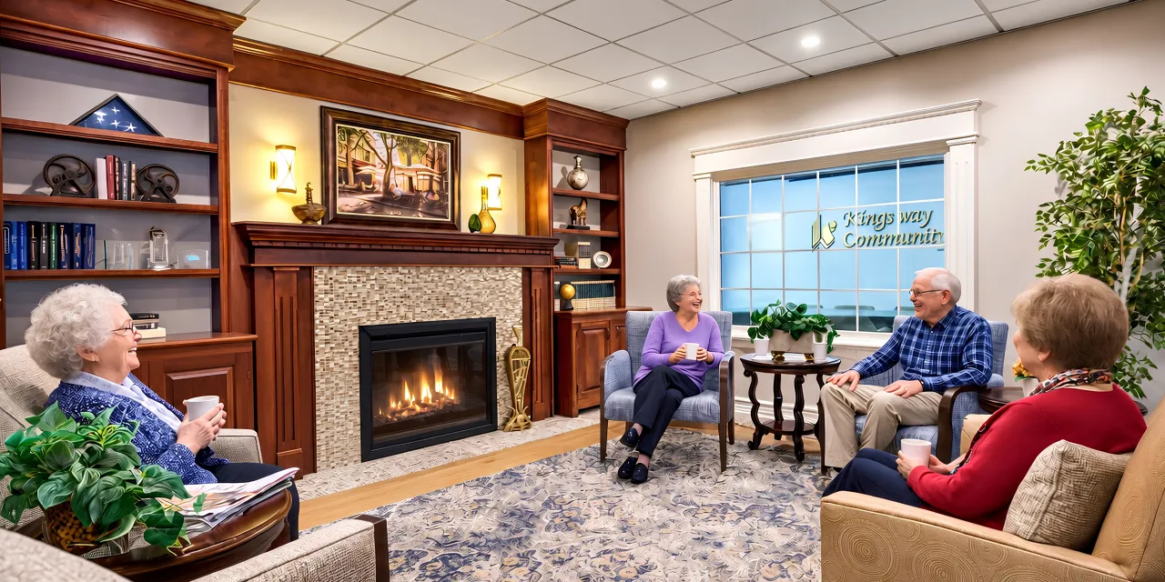3 residents sitting in the Kingsway Manor Lobby