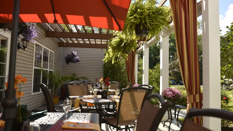 The outdoor Monarch Patio on a sunny day