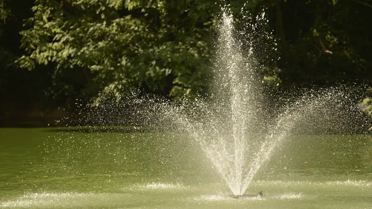 The pond fountain at Kingsway Village