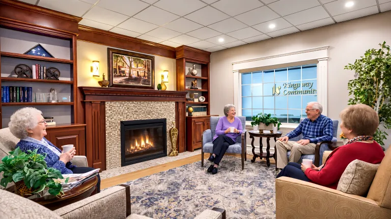 3 residents sitting in the Kingsway Manor Lobby