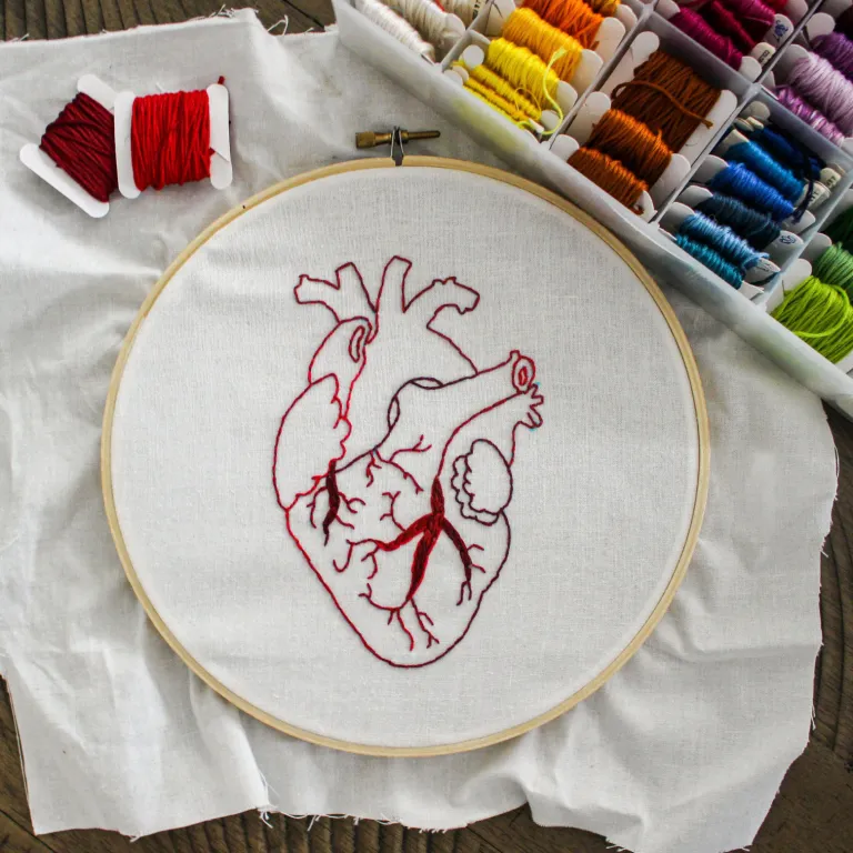 Embroidery of a heart