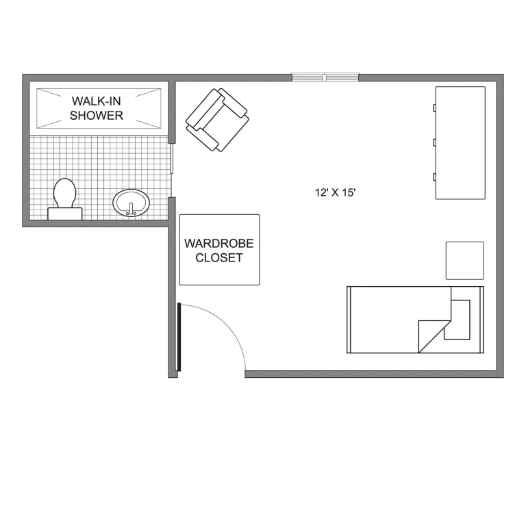Standard deluxe floor plan for kingsway manor apartments